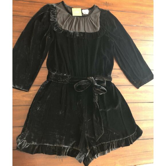 Kate Spade Women's Velvet Romper Black NJMU8153 Size 10 NWT📦 - Picture 1 of 12